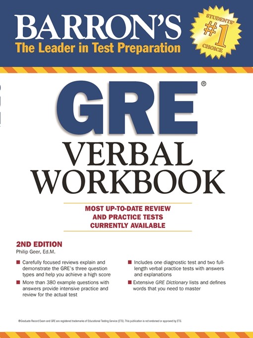 Title details for GRE Verbal Workbook by Philip Geer - Available
